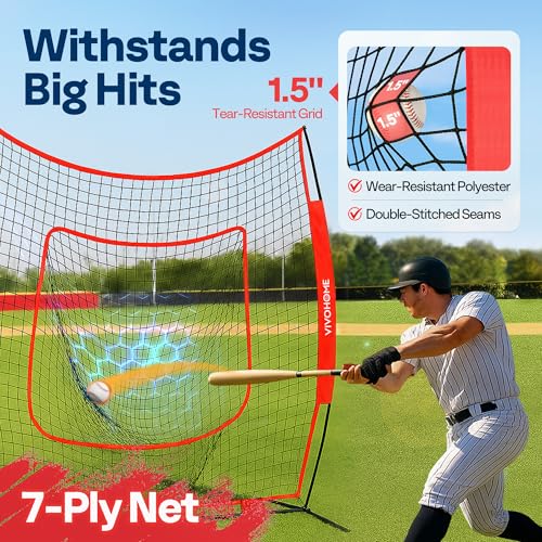 7x7 Ft Baseball Softball Practice Net with Batting Tee and Carry Bag O52643