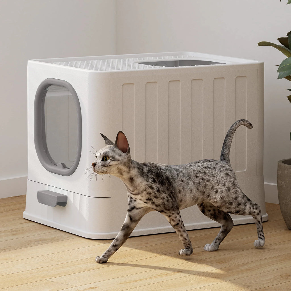 Enclosed Cat Litter Box Large Anti-Splashing Drawer Type Gray X2868