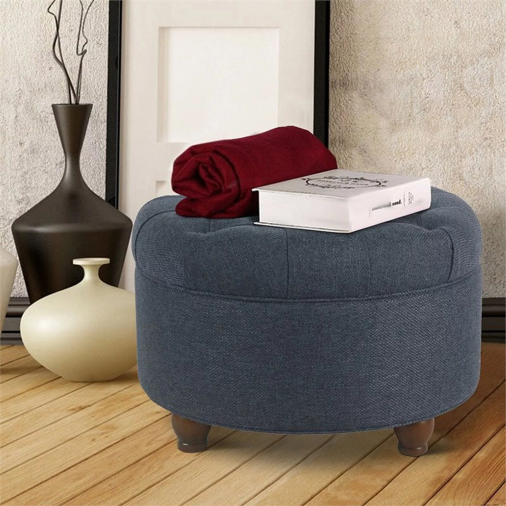 Fabric Upholstered Wooden Storage Ottoman E21277