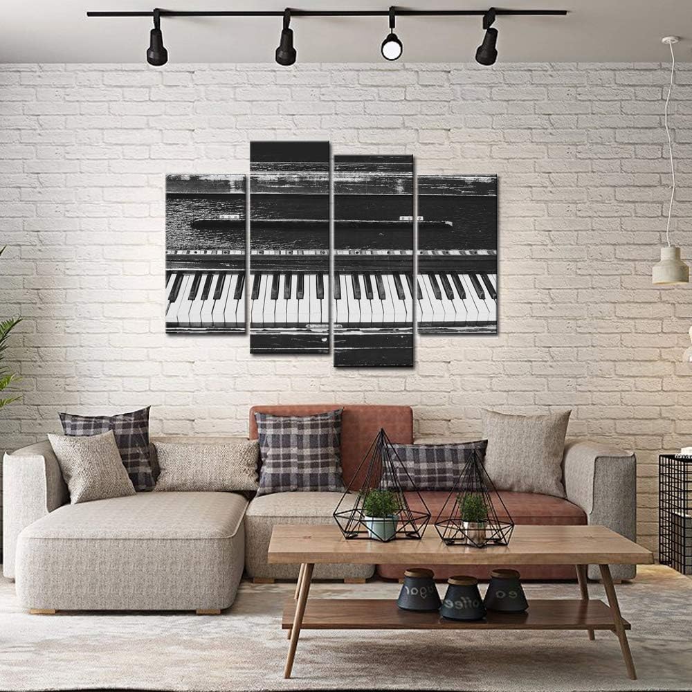 Black and White Piano Keyboard 4 Piece Canvas Wall Art with Frame C29005
