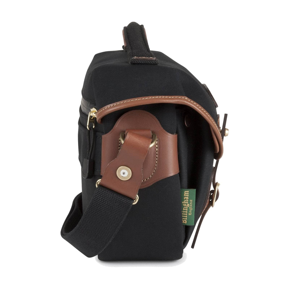 Black Canvas & Tan Leather Shoulder Bag D6452