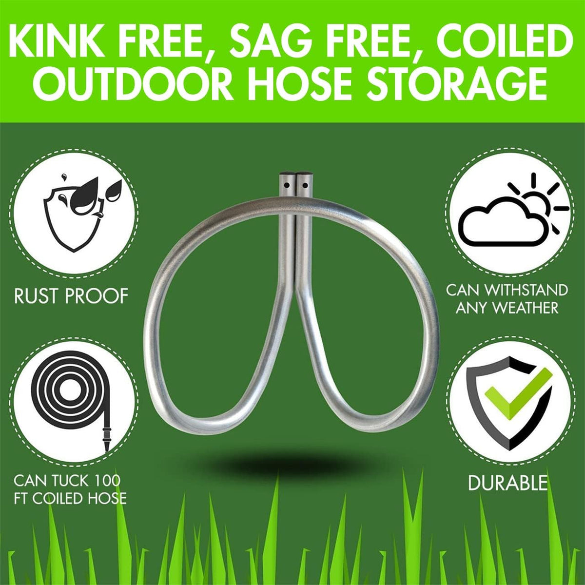 Garden Hose Holder Wall Mounted Rust Proof Galvanized Heavy Duty O1786