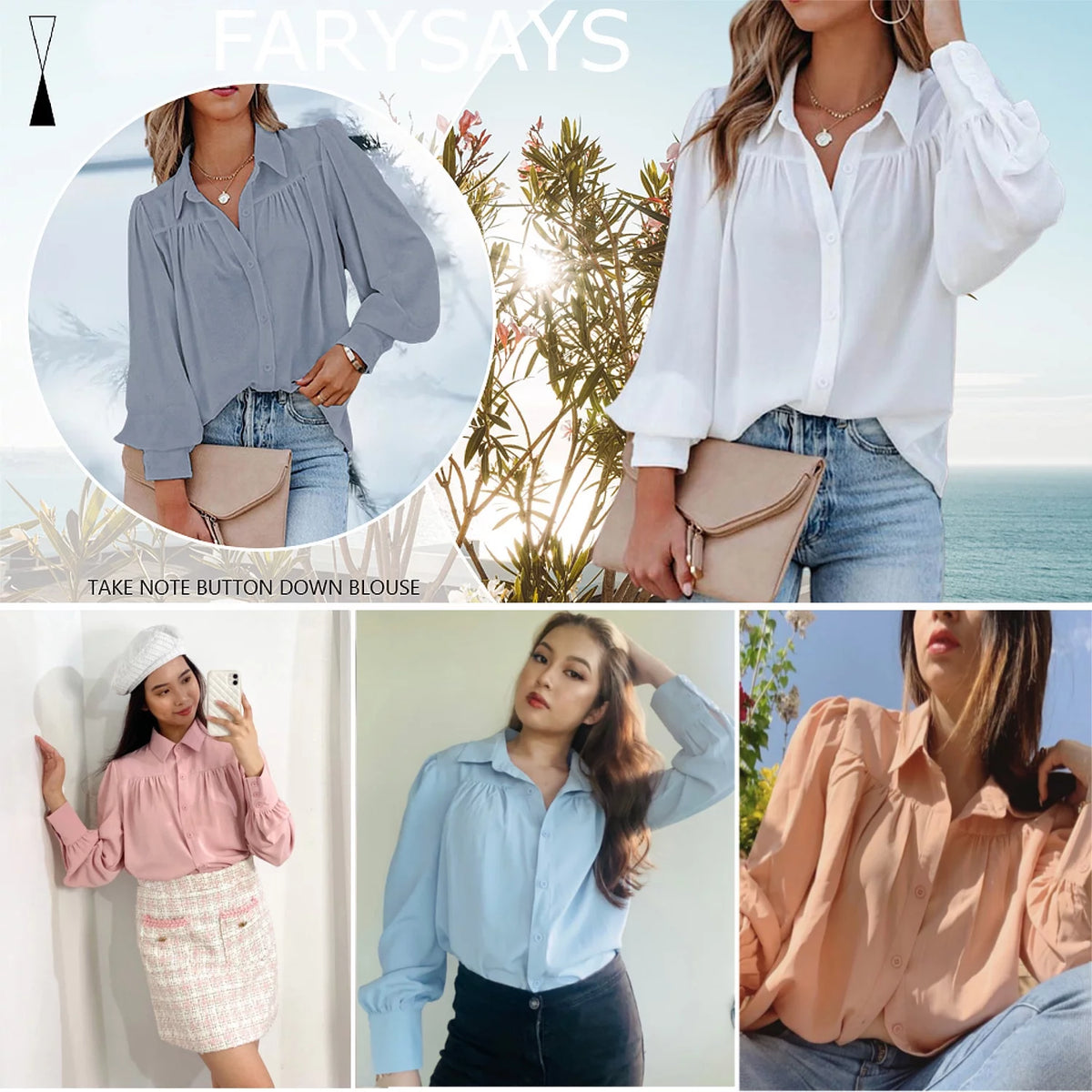 Long Sleeve Button Down Plus Size Blouse O622617