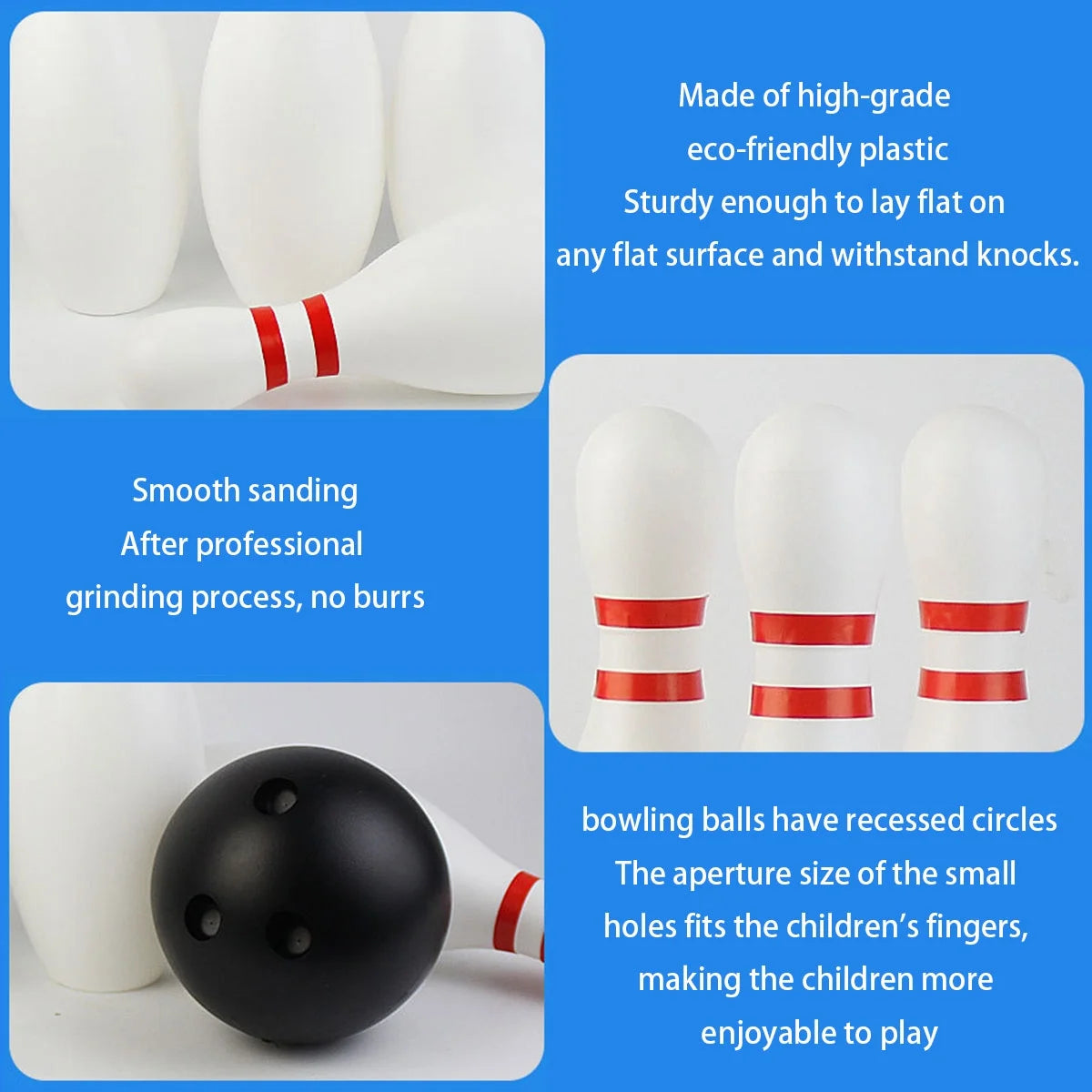 12 Pcs Kids Bowling Set with 10 White Pins and 2 Balls B973779