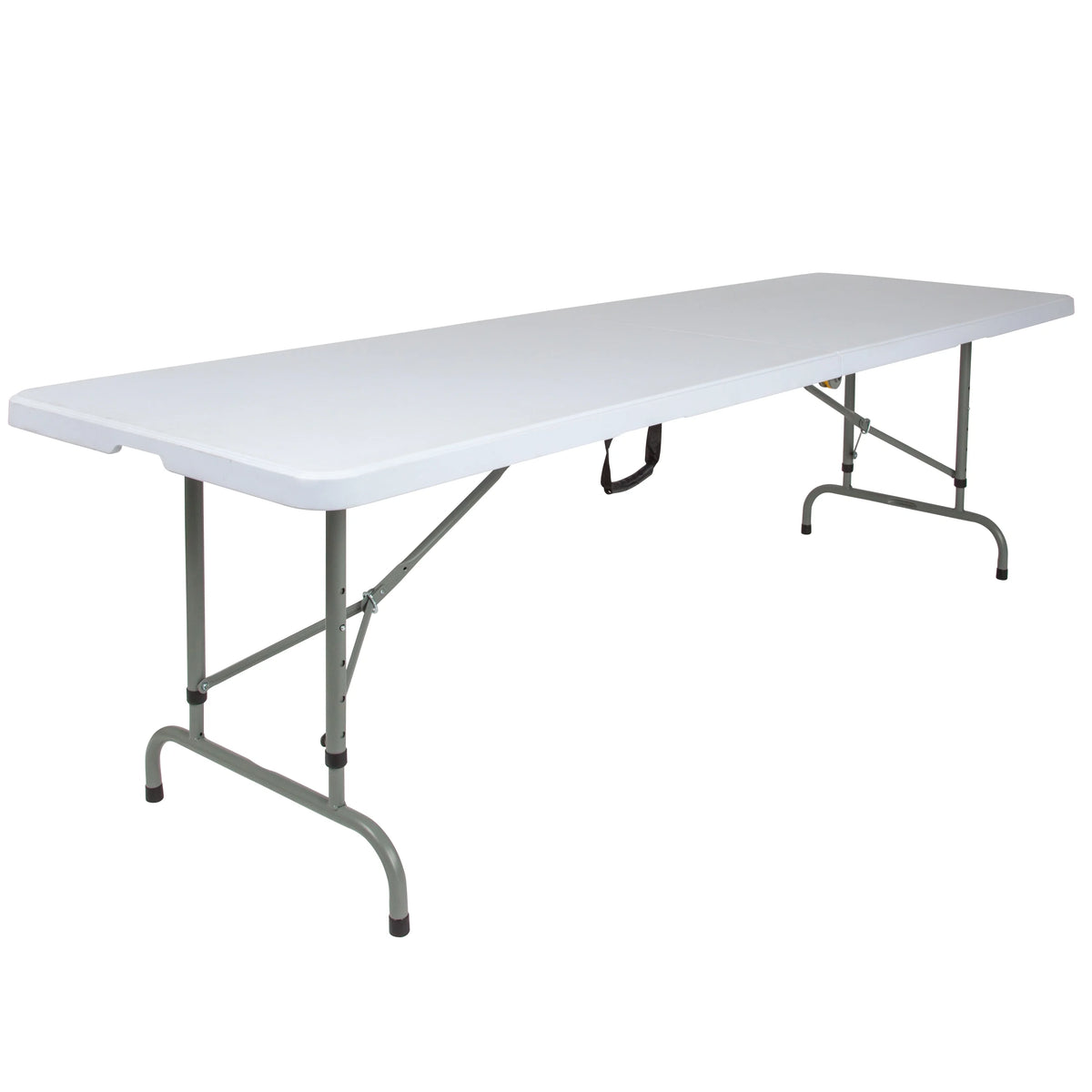 8-Foot Height Adjustable Granite White Plastic Folding Table with Handle A914