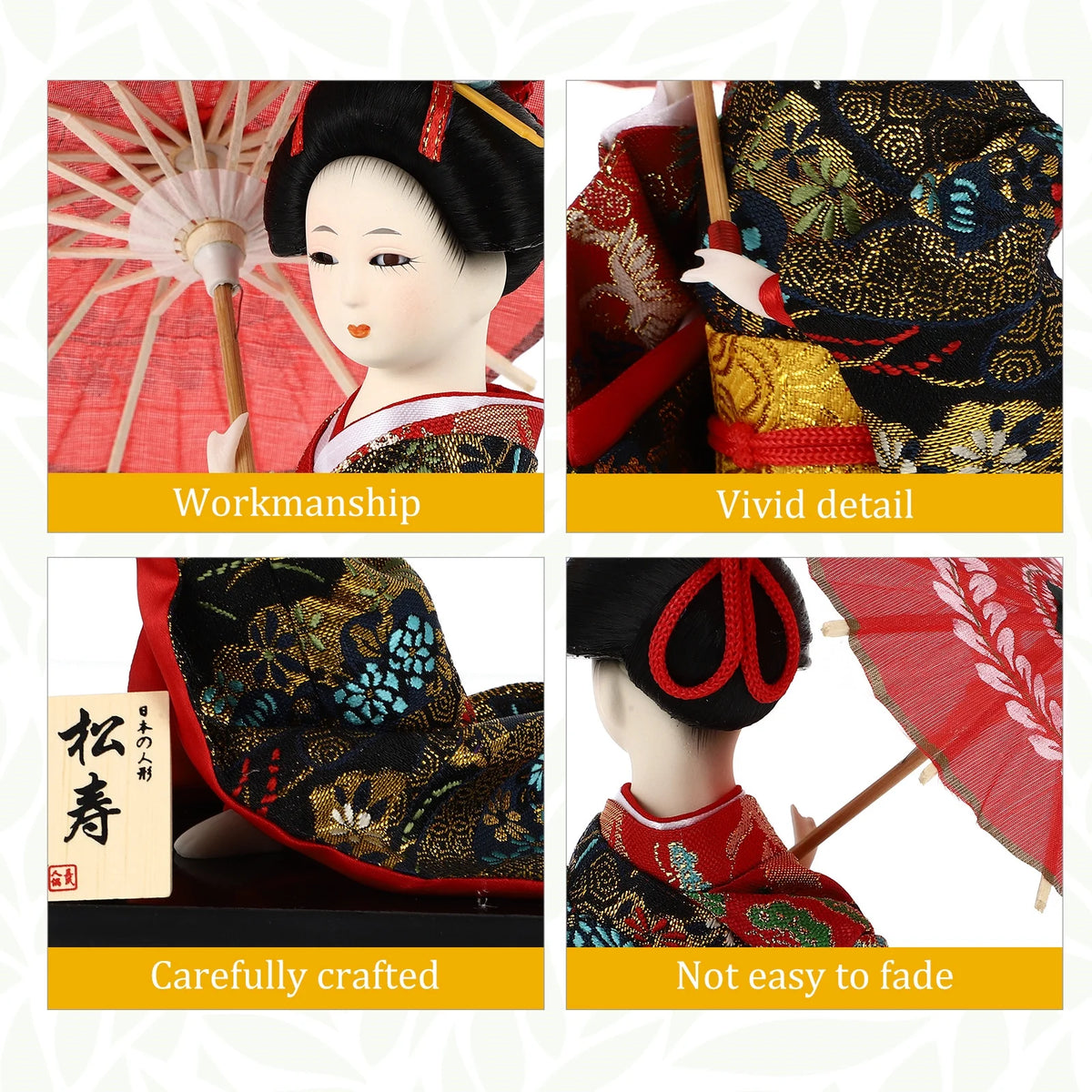 Japanese Kimono Figurine Asian Dolls Ornament Oriental Statue Collectible Figure Antique Vintage Sculpture V260