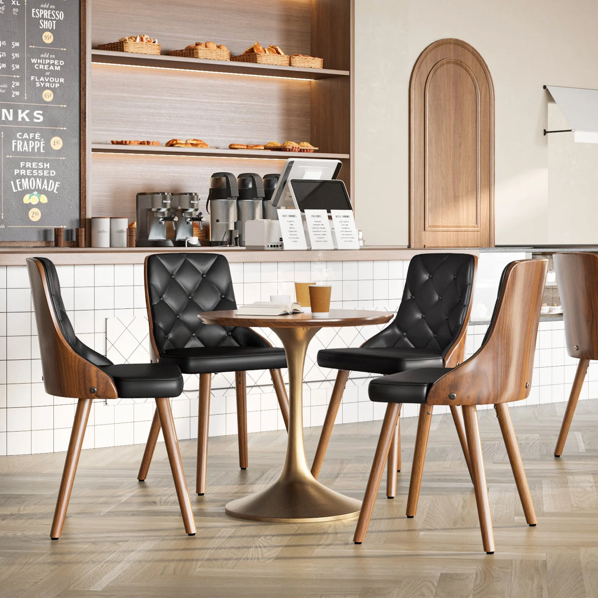 Black Set of 2 PU Leather Upholstered Dining Chairs O824