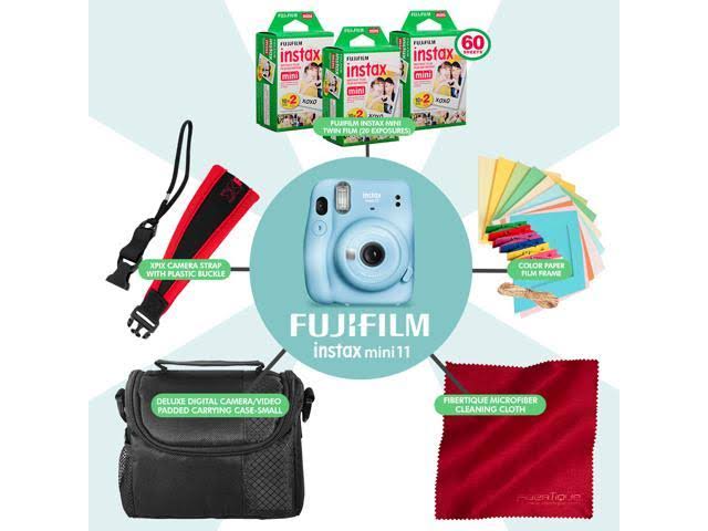 Sky Blue Instant Film Camera with 3X Twin Film (60 Exposures) E43088