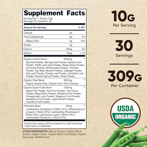 Organic Super Greens Powder 30 Servings I3924