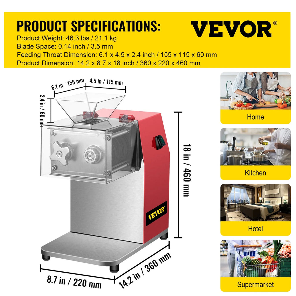 Red Electric Stainless Steel Meat Cutter with 3.5mm Blade O540