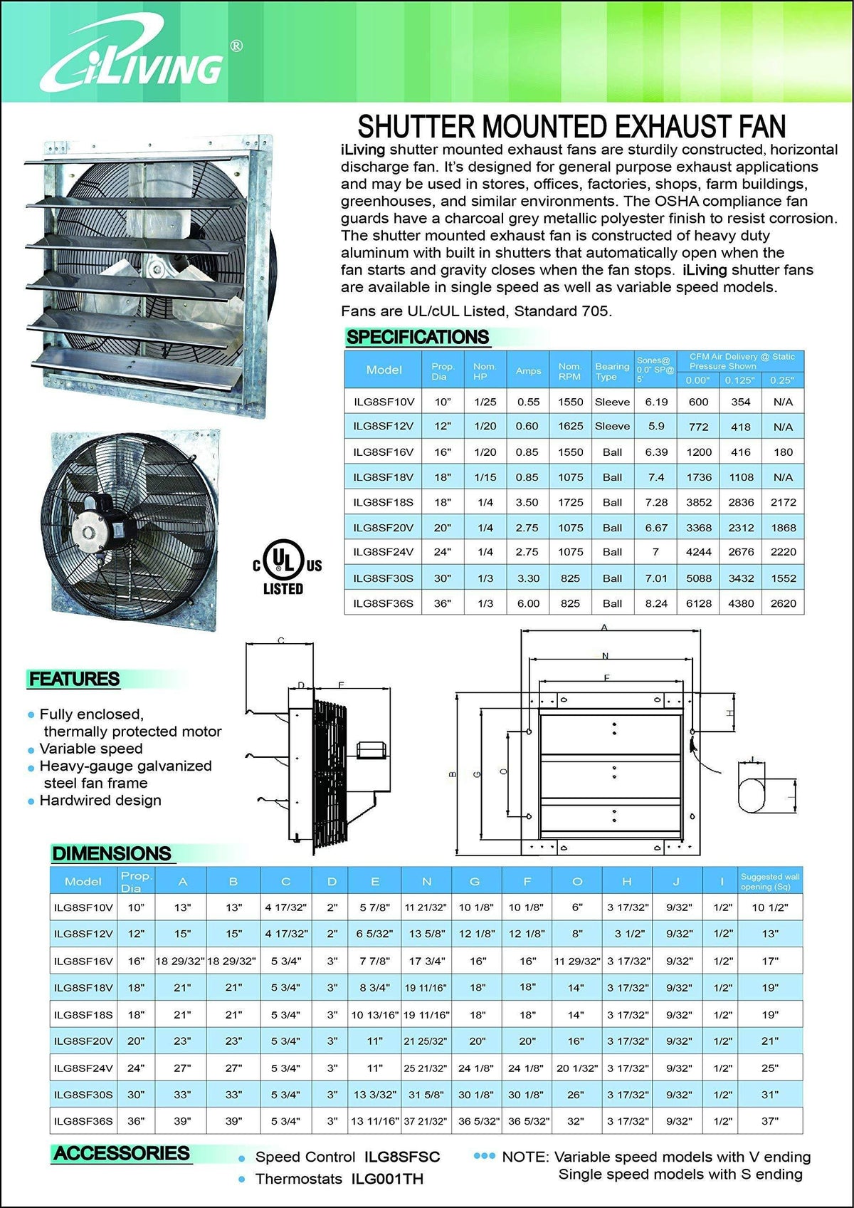 Wall-Mounted Shutter Exhaust Fan P2587