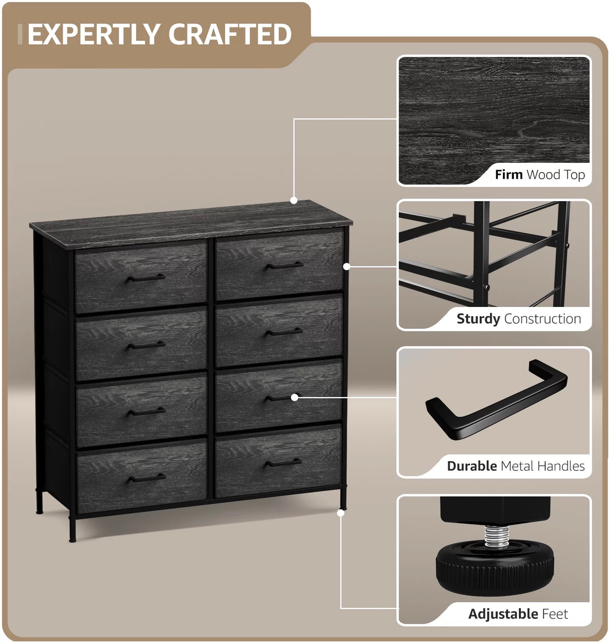 8 Drawer Faux Wood Storage Dresser A2523