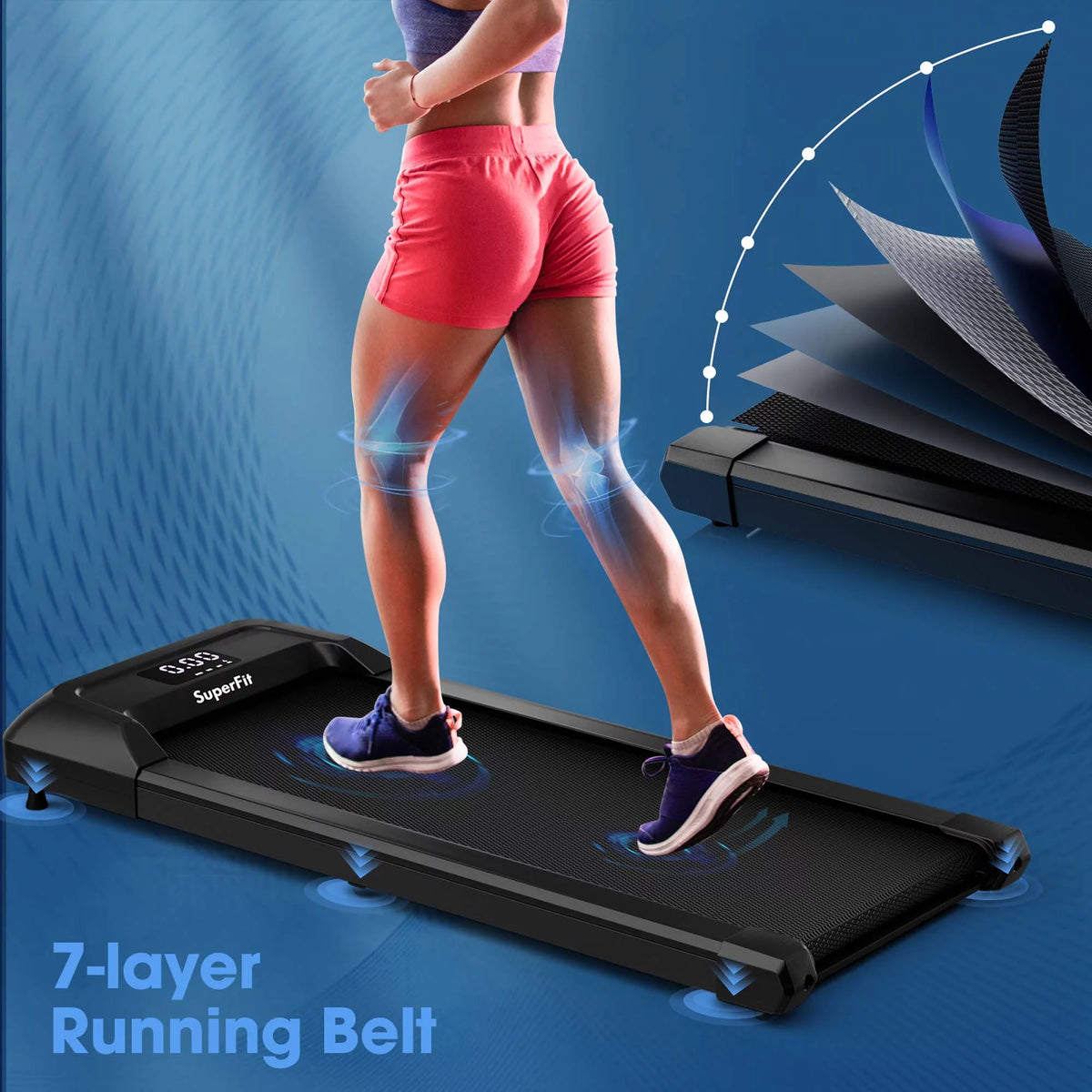 0.6-3.8MPH Walking Pad Under Desk Treadmill Black V6140