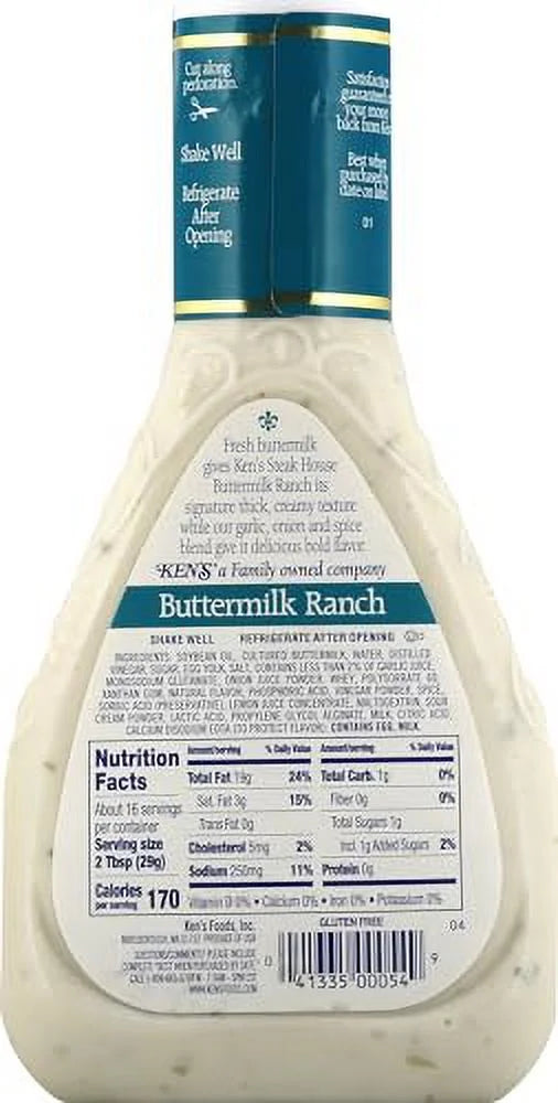 Buttermilk Ranch Dressing 16 oz Pack of 3 Y23953