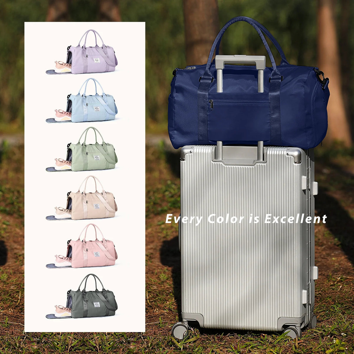 Waterproof Travel Duffel Bag with Shoes Compartment and Wet Pocket A479