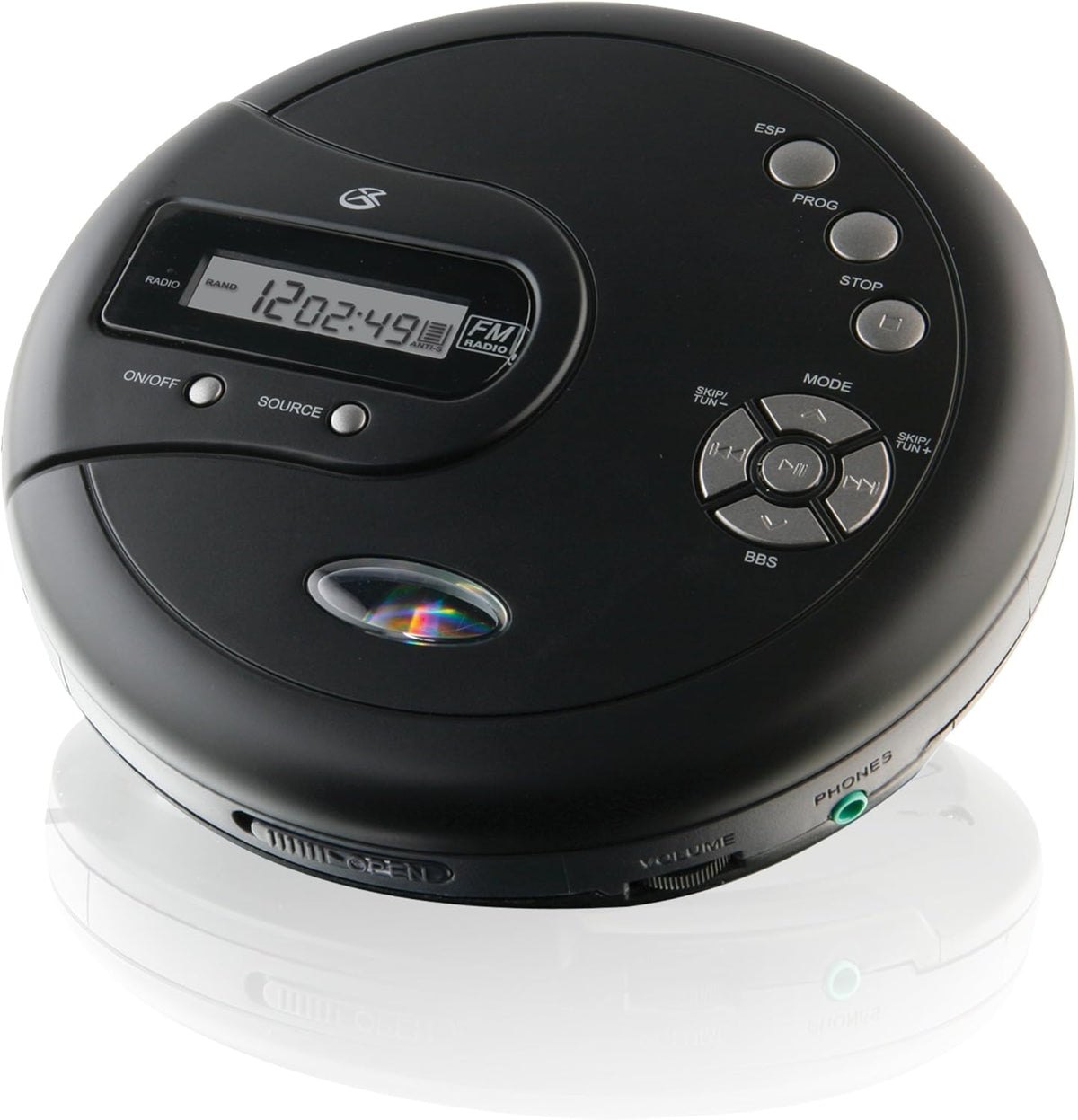 Portable CD Player with FM Radio and Stereo Earbuds Black Pack of 2 M20946