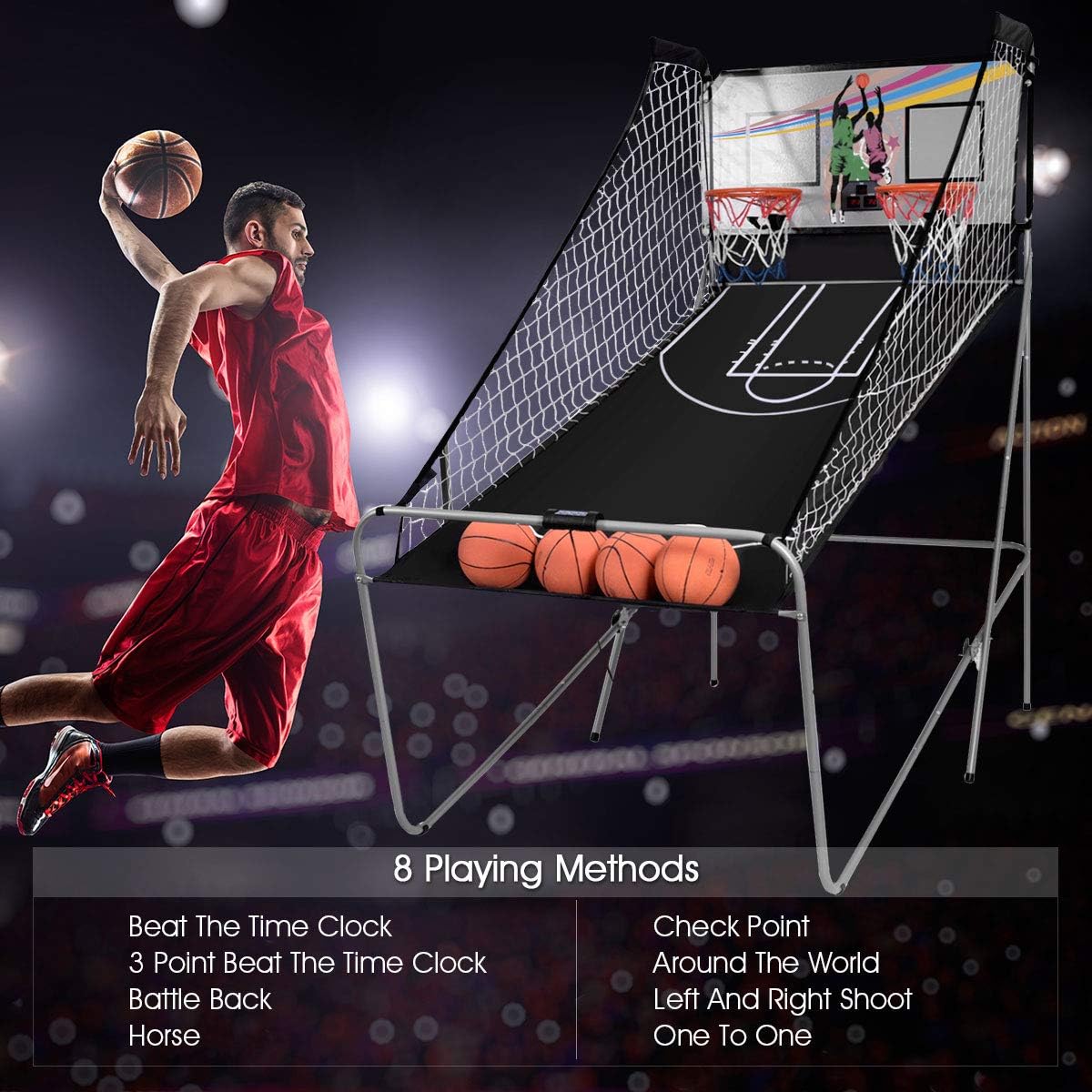 Foldable Basketball Arcade Game with LED Scoring System F586
