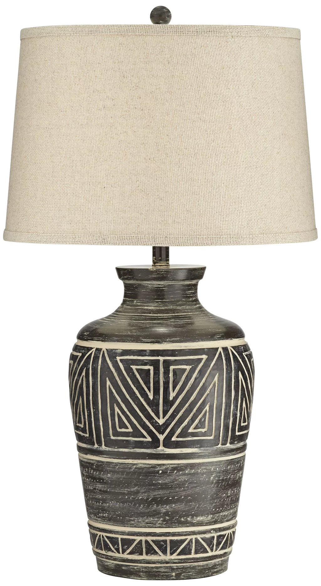 Rustic Table Lamp 32" Tall Earth Tone Linen Drum Shade T111856