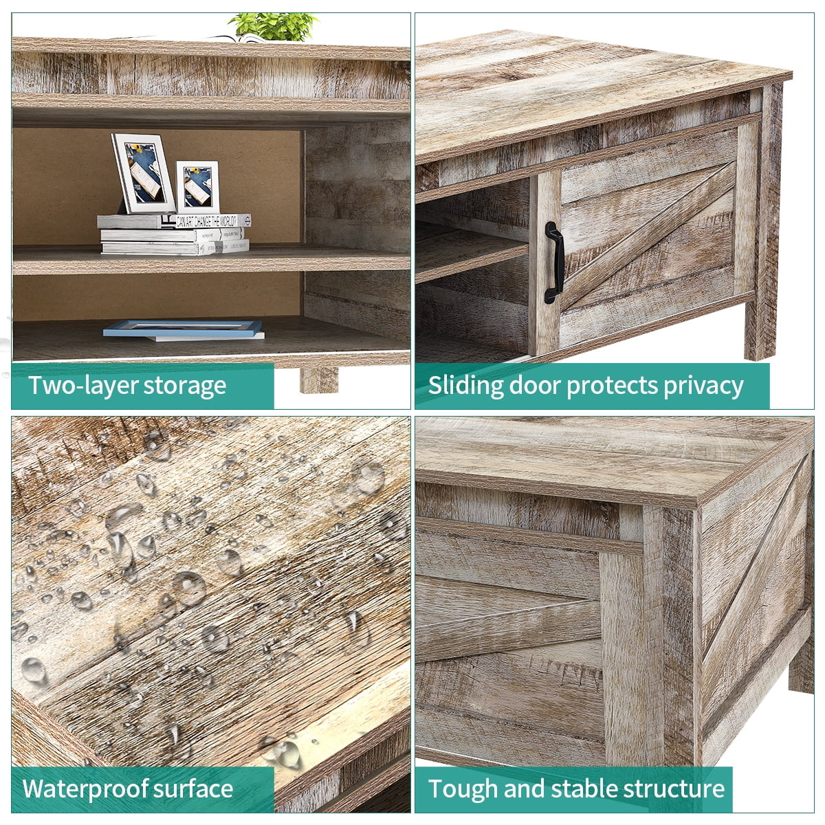 Gray Wood Coffee Table with Storage K1287