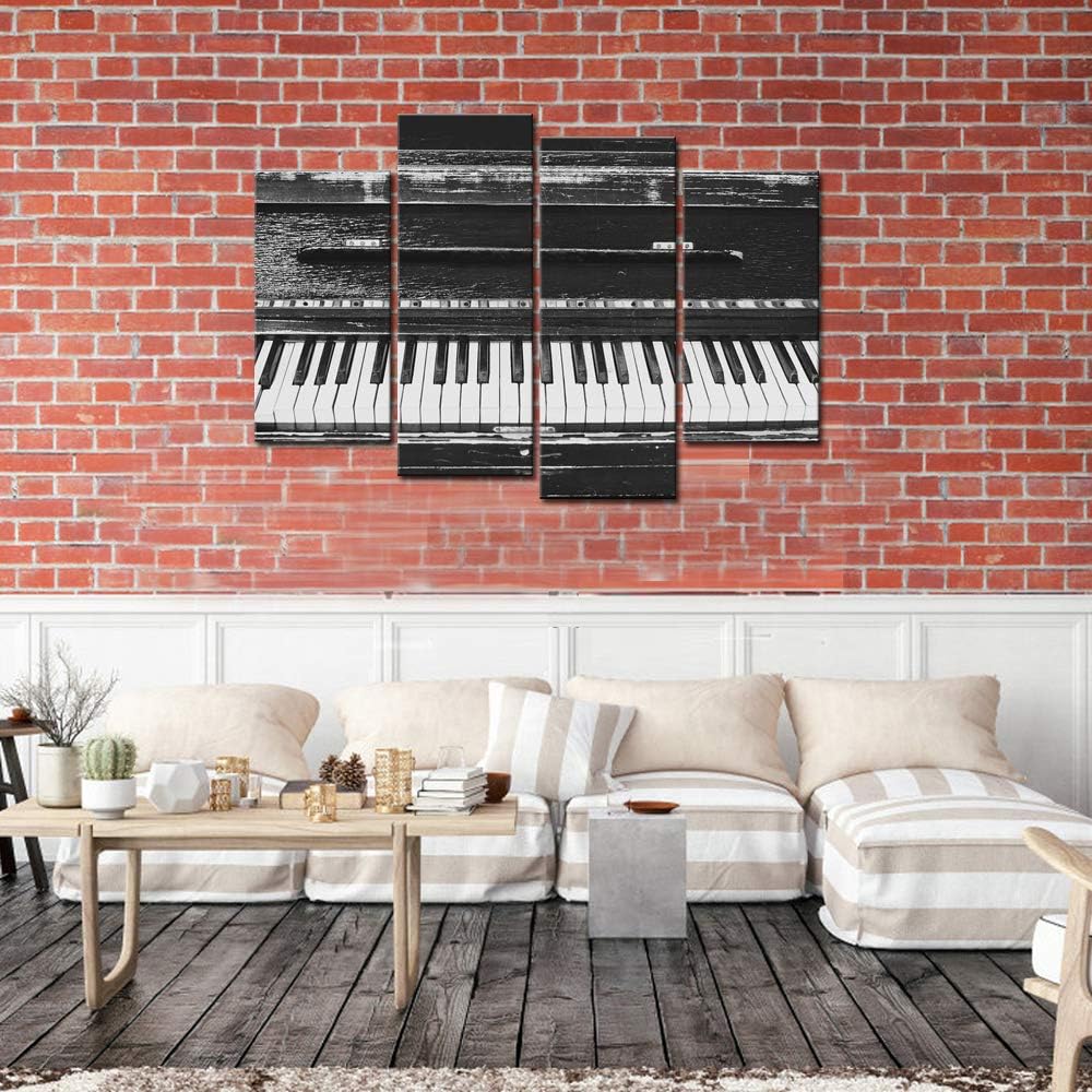 Black and White Piano Keyboard 4 Piece Canvas Wall Art with Frame C29005