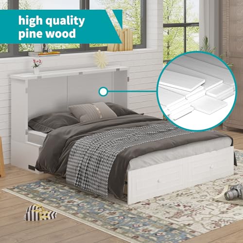 Queen Size Dark Grey Murphy Bed with USB Charging Station M2227