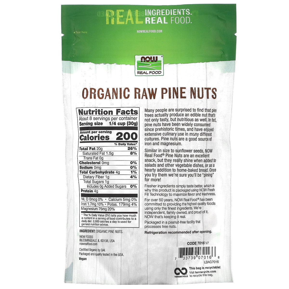 Certified Organic Pine Nuts, 8-Ounce C26166