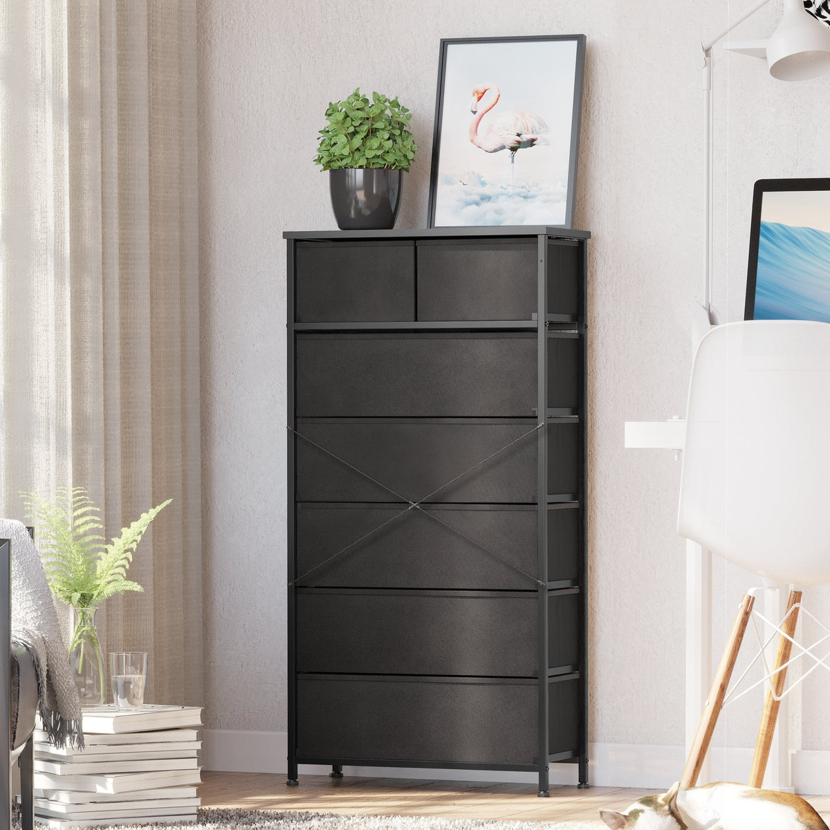 Black 7 Drawer Wood Dresser X757099