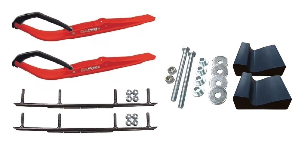 Red Razor Snowmobile Skis with 8" Round Bars Complete Kit F945180