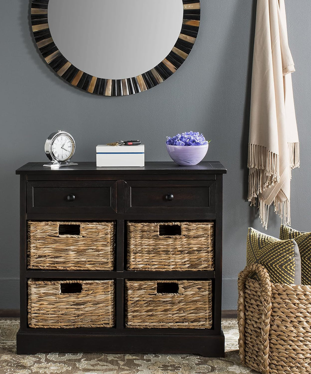 Whitewash Wicker Basket Storage Unit F80461