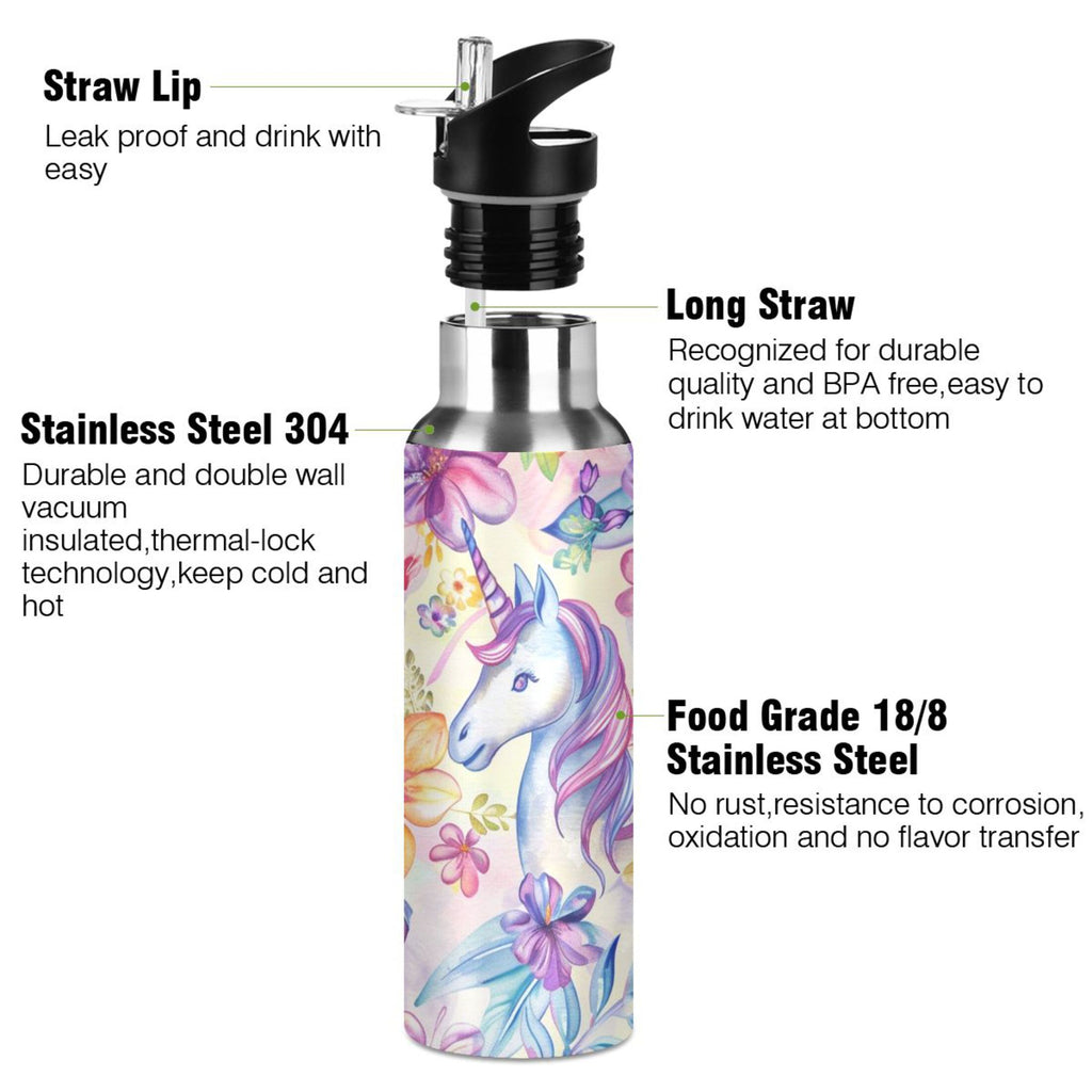Insulated Stainless Steel Water Bottle with Straw Lid, 20 oz A558243