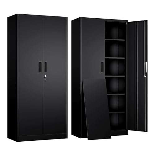 Black Lockable Steel Storage Cabinet with 2 Drawers O995