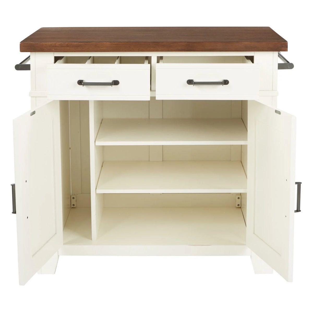 Black Kitchen Island with Vintage Oak Top G43191