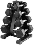 100LB Rubber Coated Hex Dumbbell Weight Set with Rack U30379