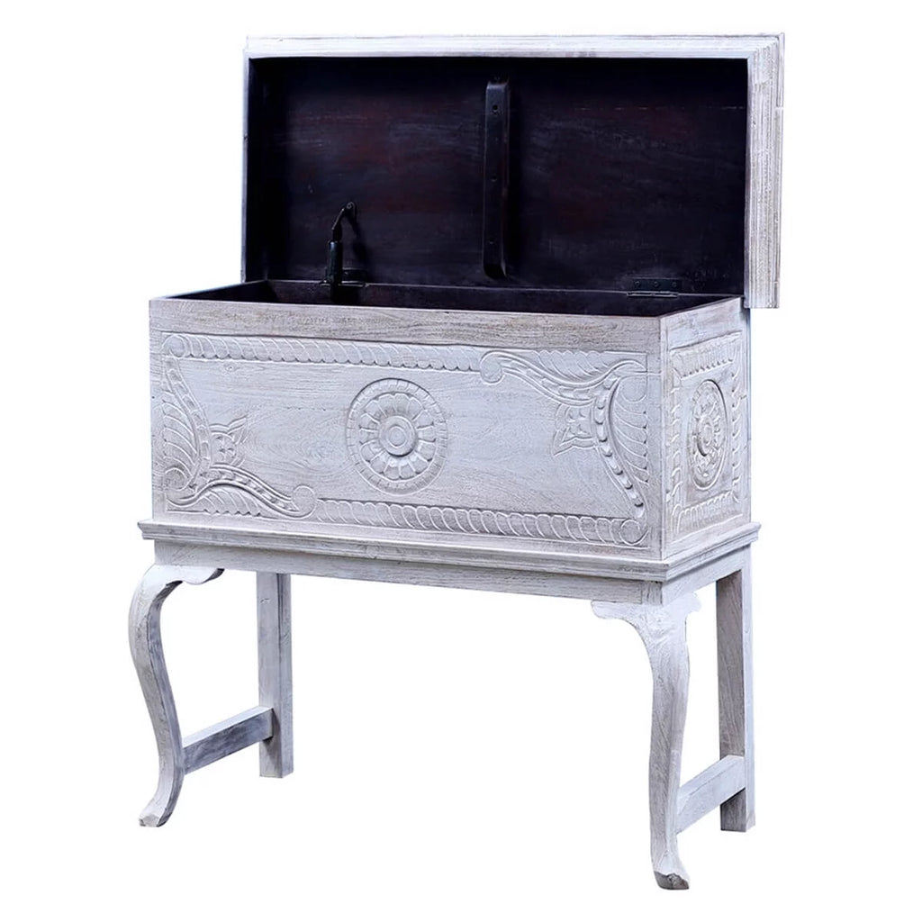 Reclaimed Wood Hand Carved Console Table U199