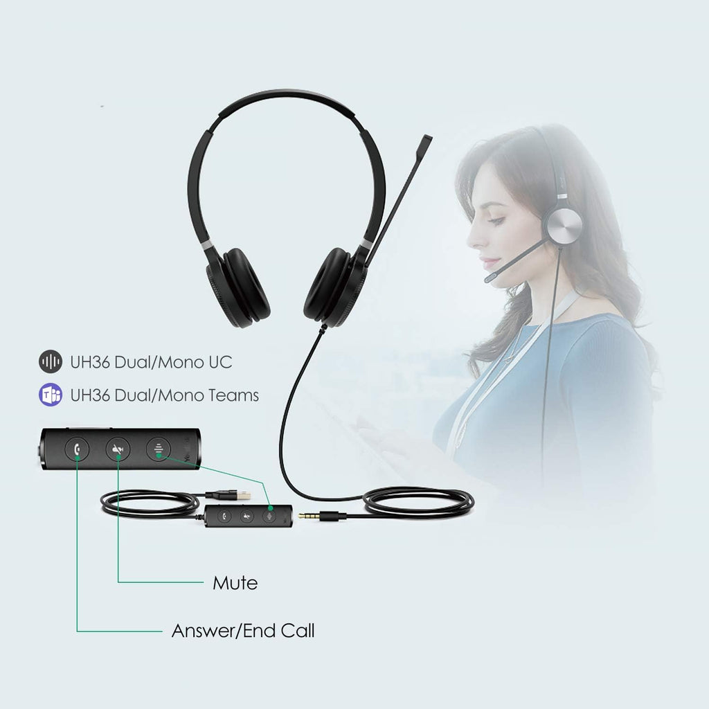 UH36-DUAL Noise Cancelling USB Wired Headset with Mic J209522