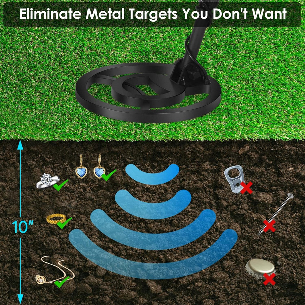10" Depth Waterproof Metal Detector with LCD Display E524