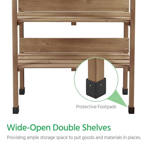 Brown Wooden Potting Bench Table with Storage Shelf S26507