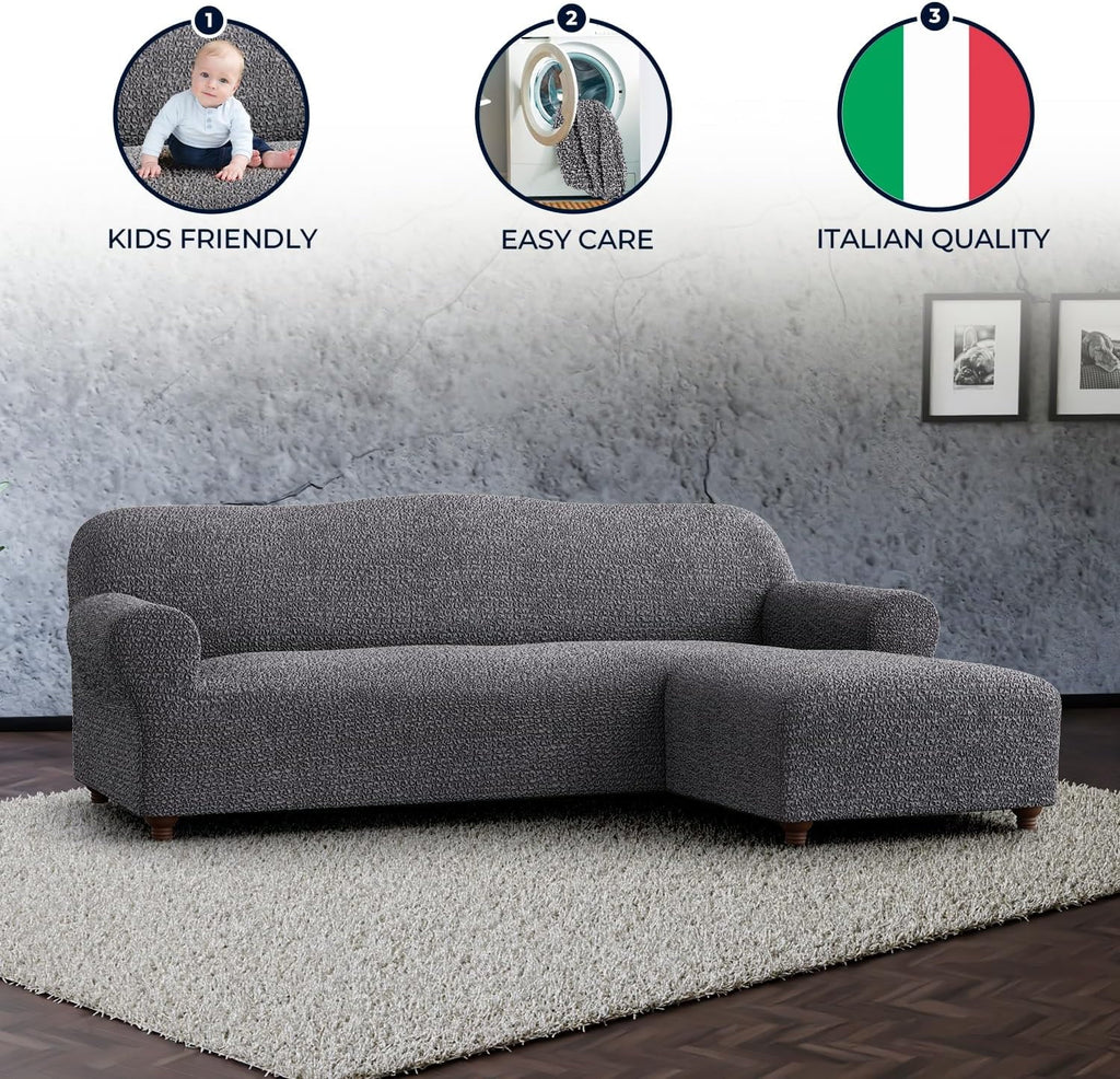 Dark Grey 1-Piece Sectional Sofa Slipcover G10064