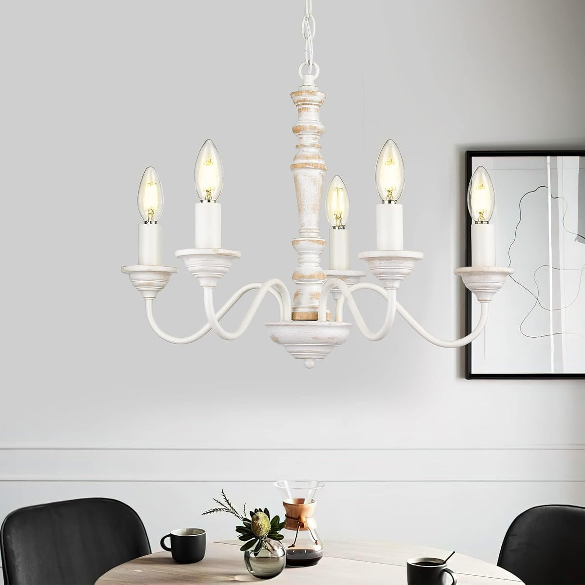 French Country 5-Light Wood Chandelier A65589