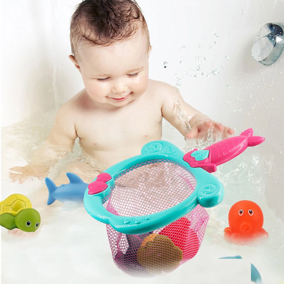 Baby Bath Toys Bathtub Toys with Net Color Changing Floating Pool Toys M363334
