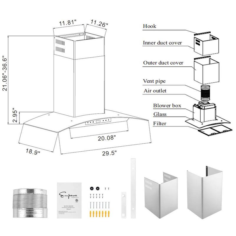 30 in. 400 CFM Stainless Steel Wall Mount Range Hood with Light B3869