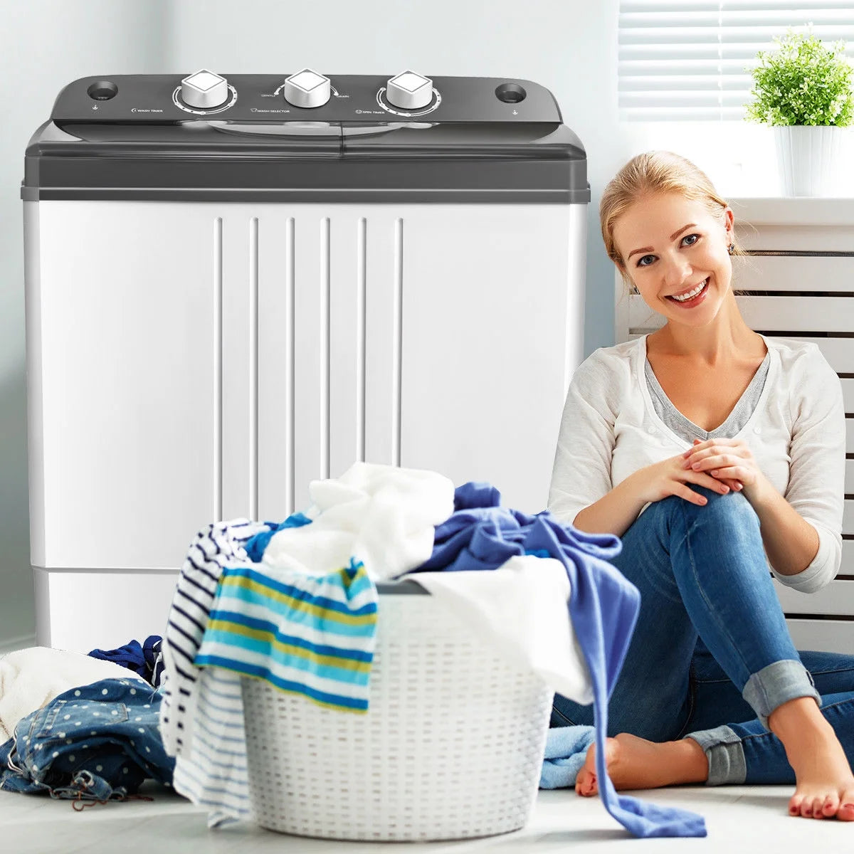 Portable Mini Compact Twin Tub Washing Machine T27328
