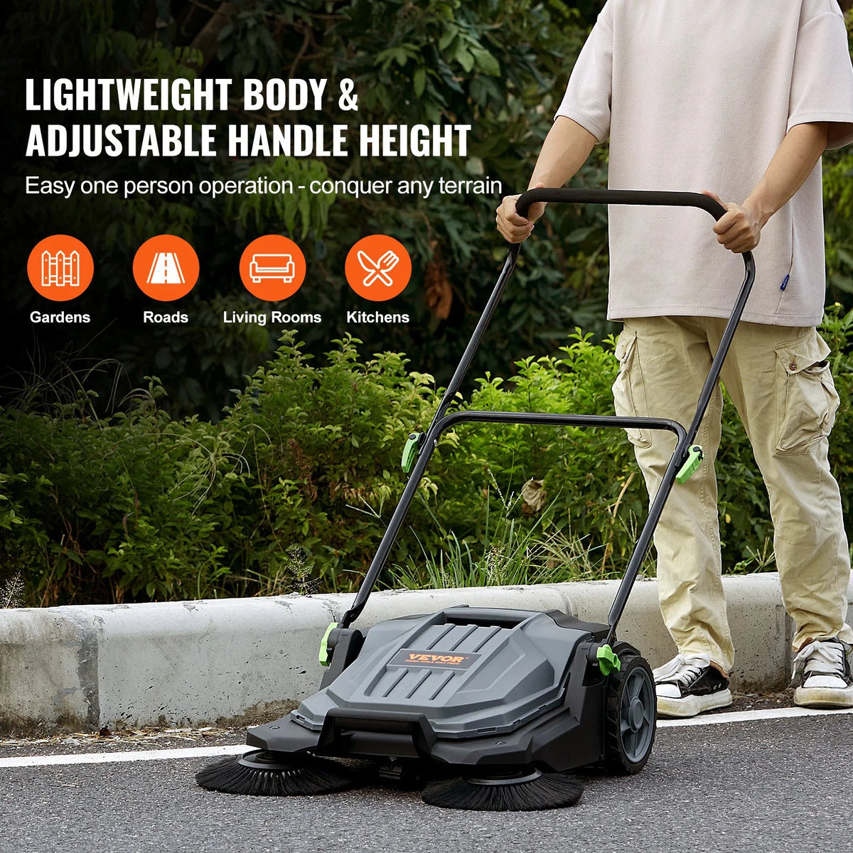 25.6" Manual Walk-behind Floor Sweeper with 5-Gallon Waste Container G6072