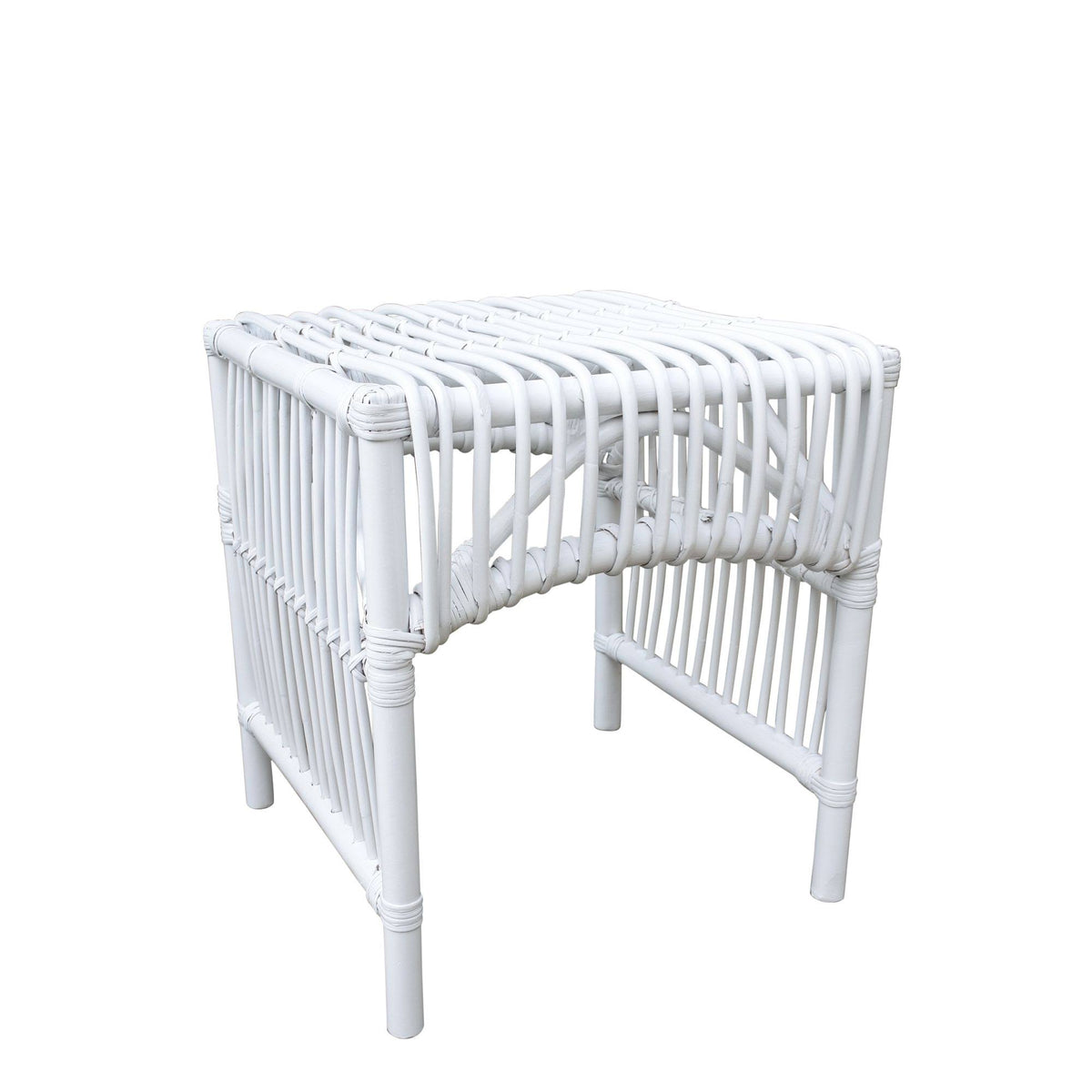 White Rattan Side Table Z370