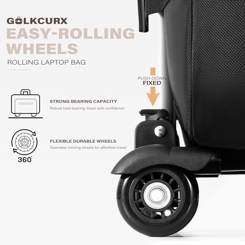 Black Rolling Laptop Bag with Wheels J6097