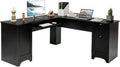 L Shaped Corner Computer Desk with Storage Drawers & Cabinet H94259