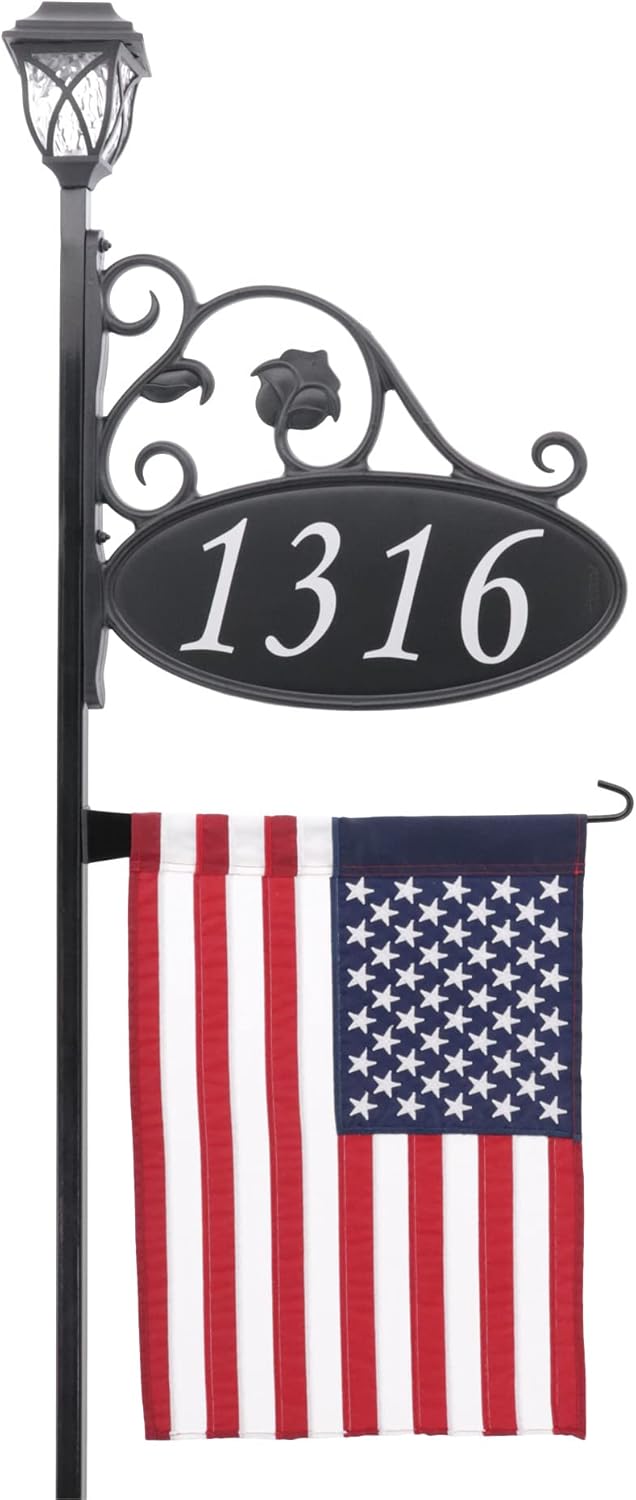 Reflective Address Sign with Solar Light V67620