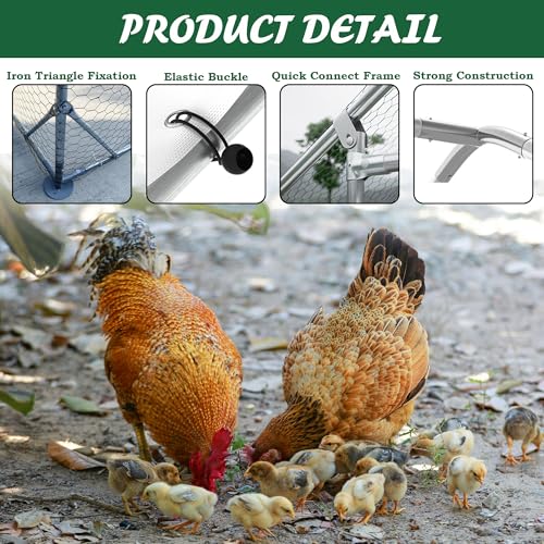 Metal Chicken Coop with Run, 19.6'x9.8'x6.4' X3829