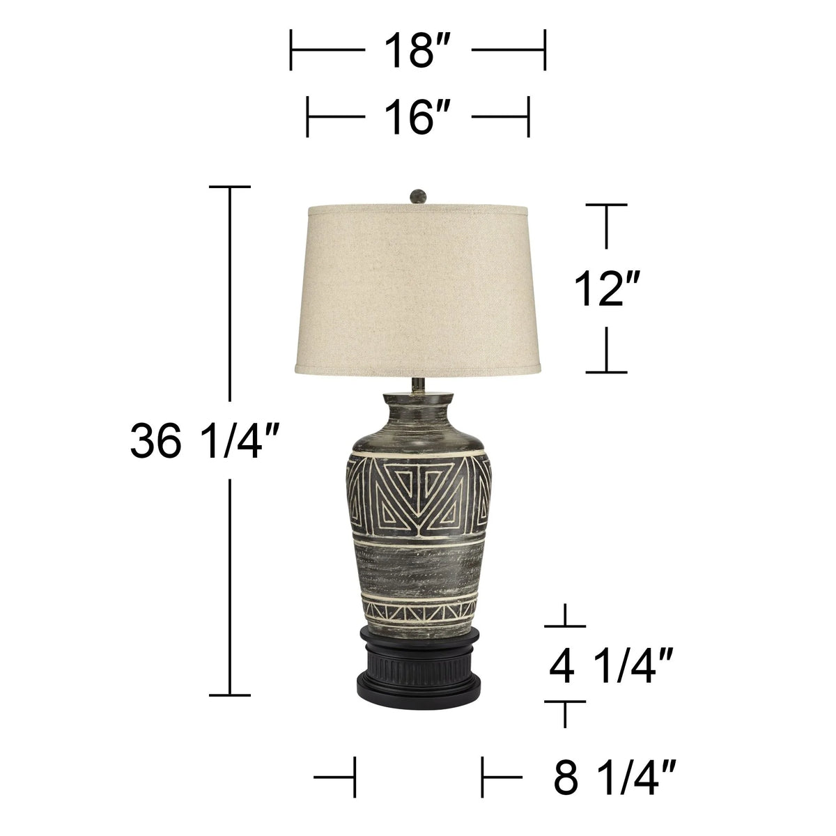 Rustic Table Lamp 32" Tall Earth Tone Linen Drum Shade T111856