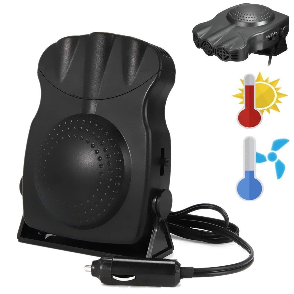Black 12V 150W Car Heater Cooling Fan Defroster F258674